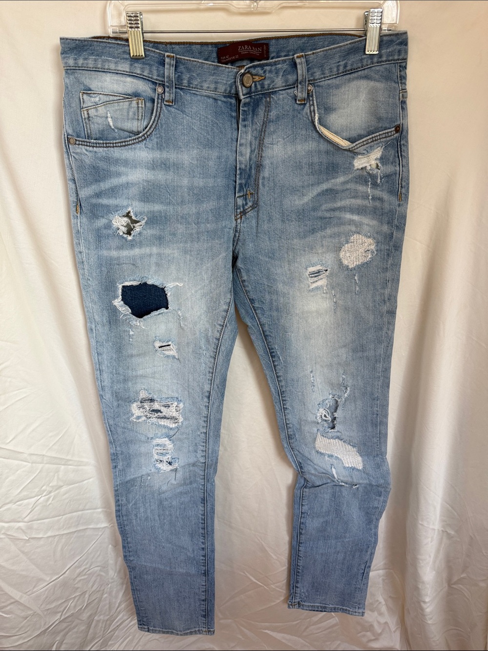 Zara Light Blue Ripped Skinny Men's Jeans